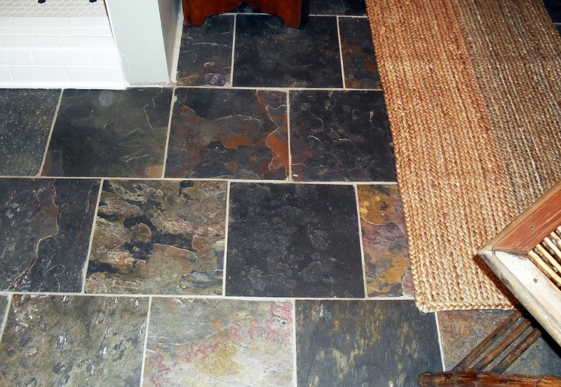 Black slate floor